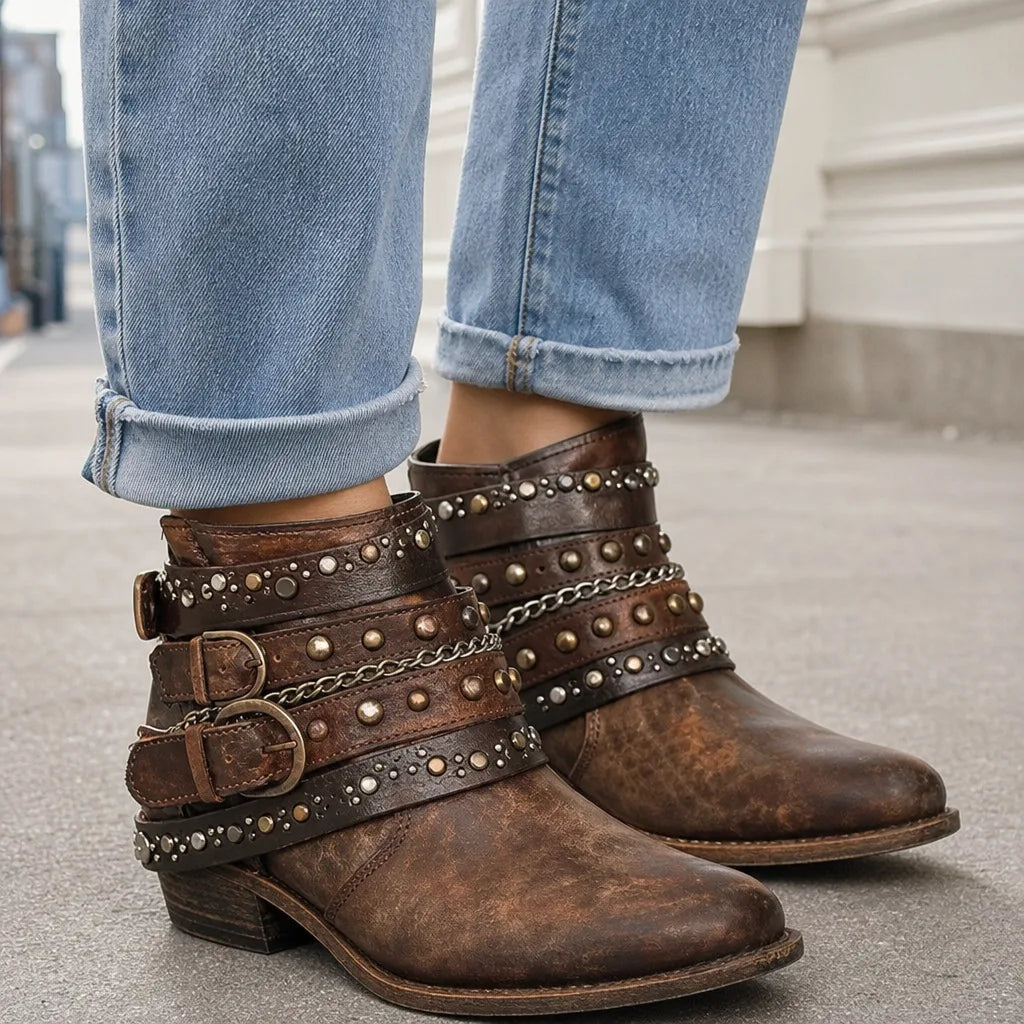 Bottines western marron femme