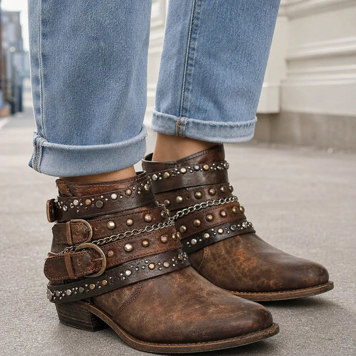 Bottines western marron femme