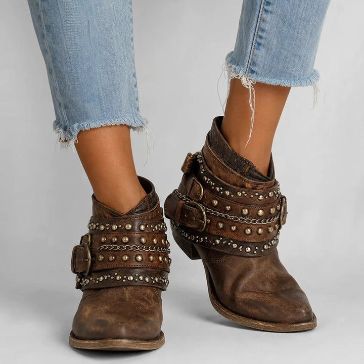 Bottines western marron femme