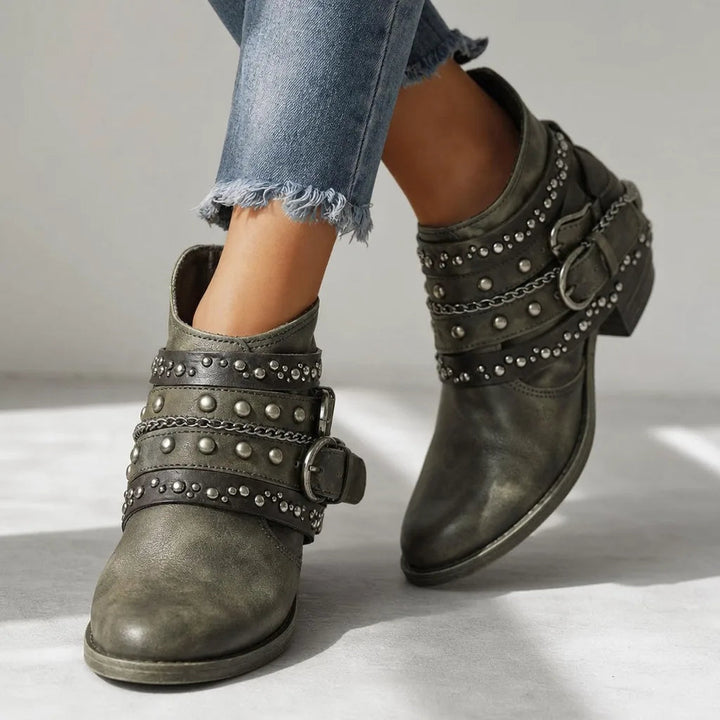 Bottines western vert femme