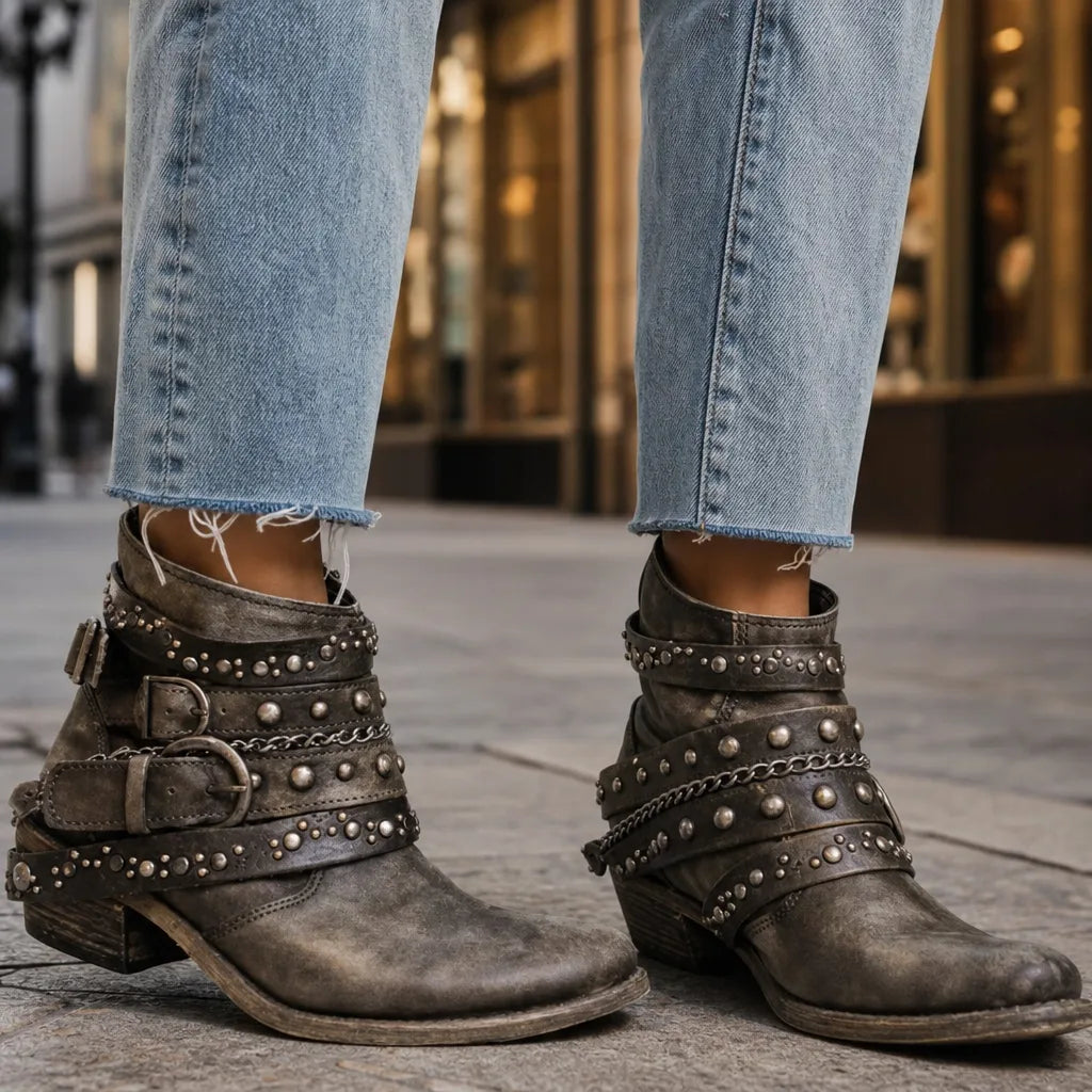 Bottines western vert femme