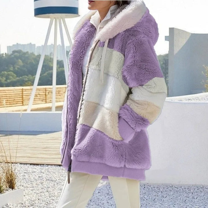 Veste Femme à Capuche Fermeture Éclair avec Poches Latérales