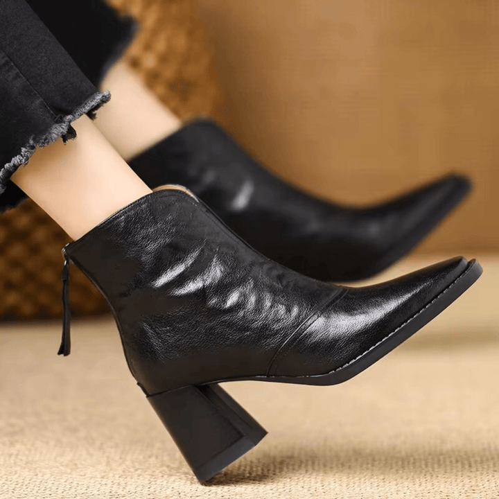 Bottines Femme à Talon Moyen Fermeture Zippée Arrière