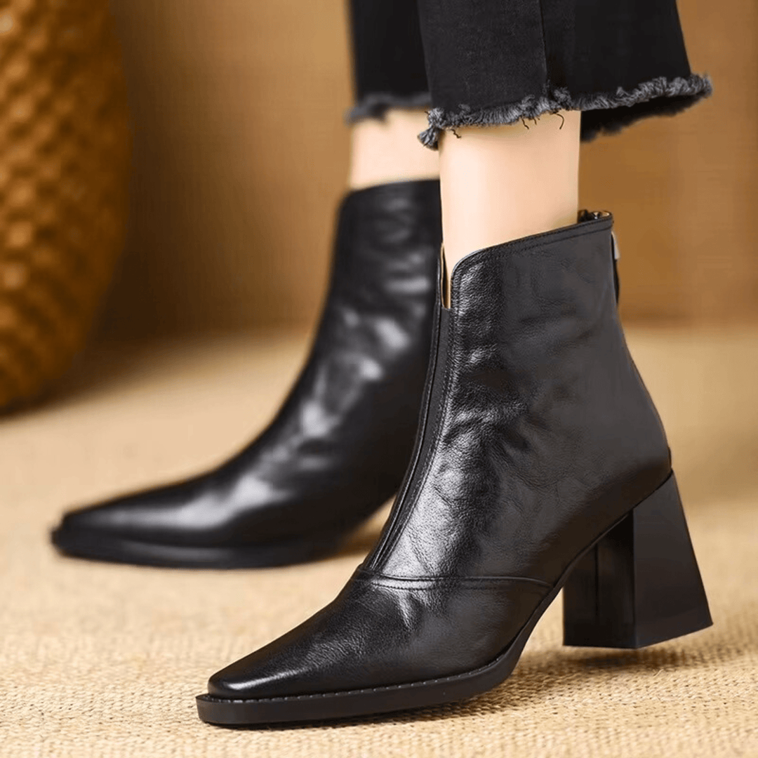 Bottines Femme à Talon Moyen Fermeture Zippée Arrière