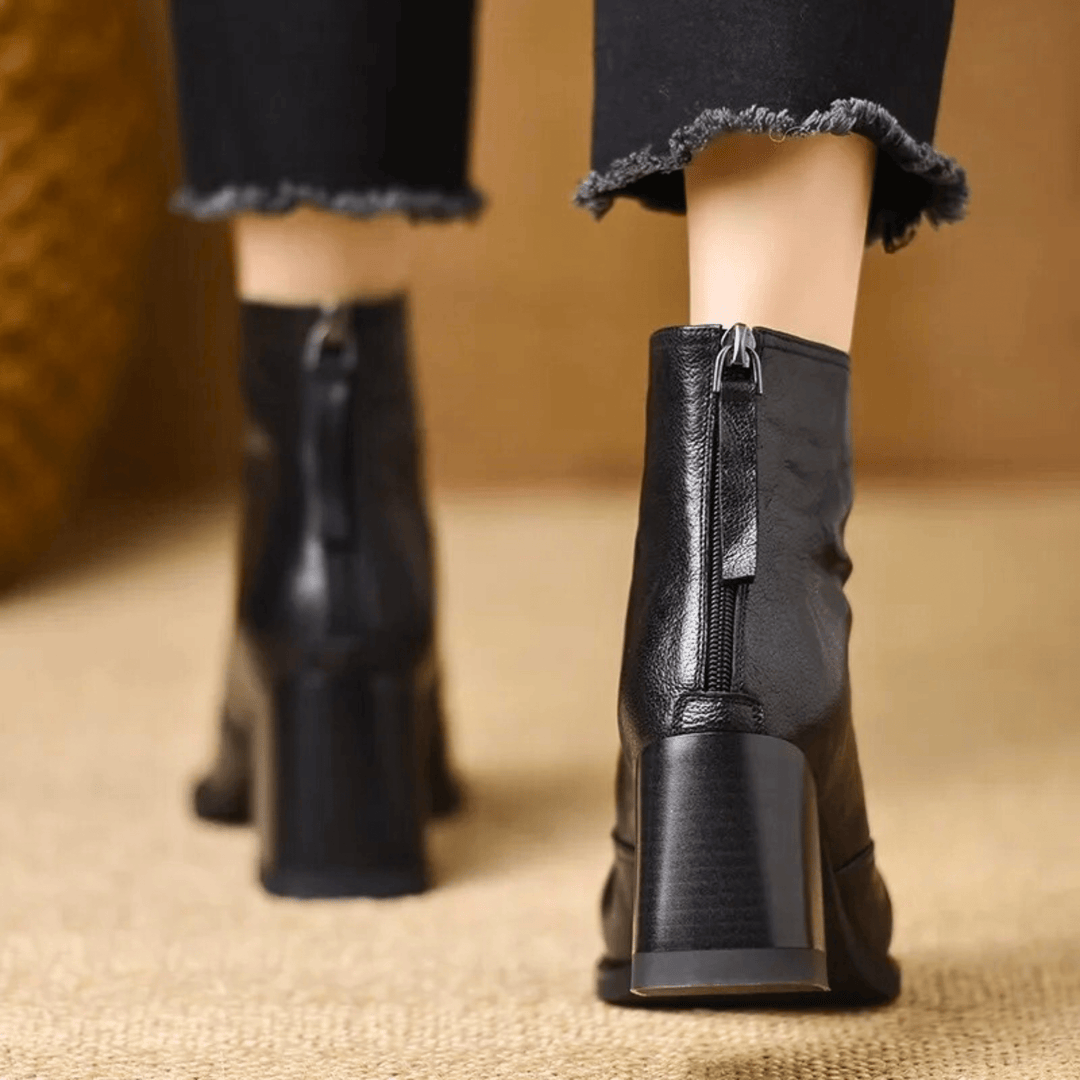 Bottines Femme à Talon Moyen Fermeture Zippée Arrière