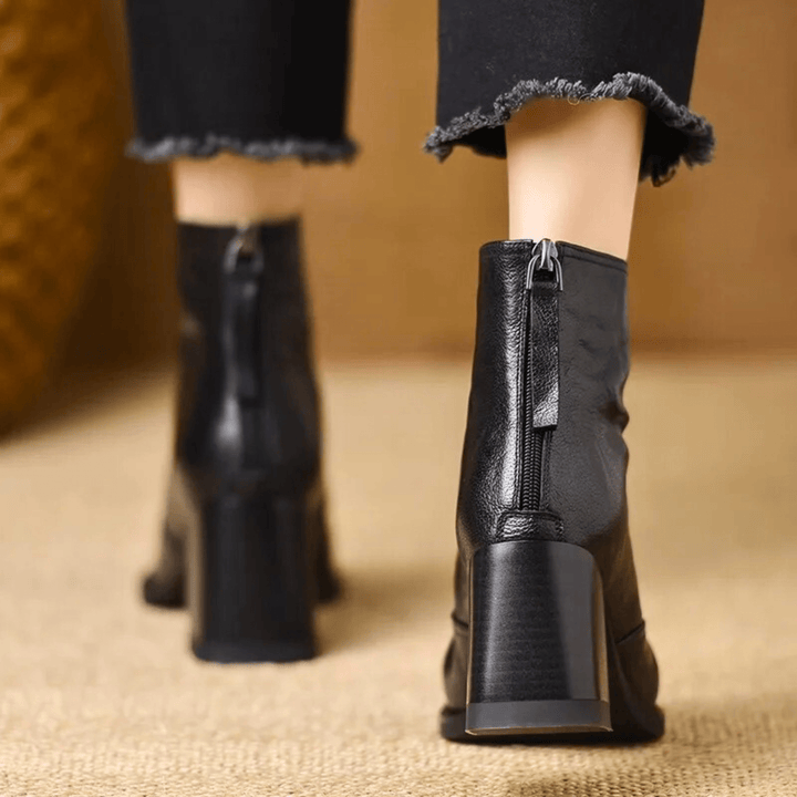 Bottines Femme à Talon Moyen Fermeture Zippée Arrière