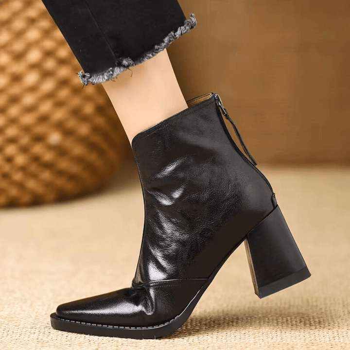 Bottines Femme à Talon Moyen Fermeture Zippée Arrière