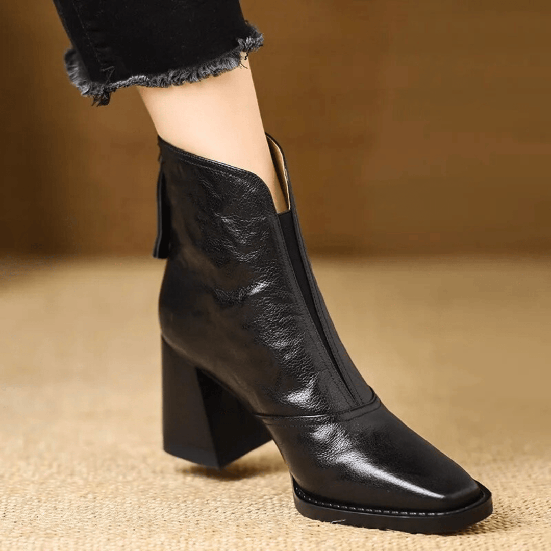 Bottines Femme à Talon Moyen Fermeture Zippée Arrière