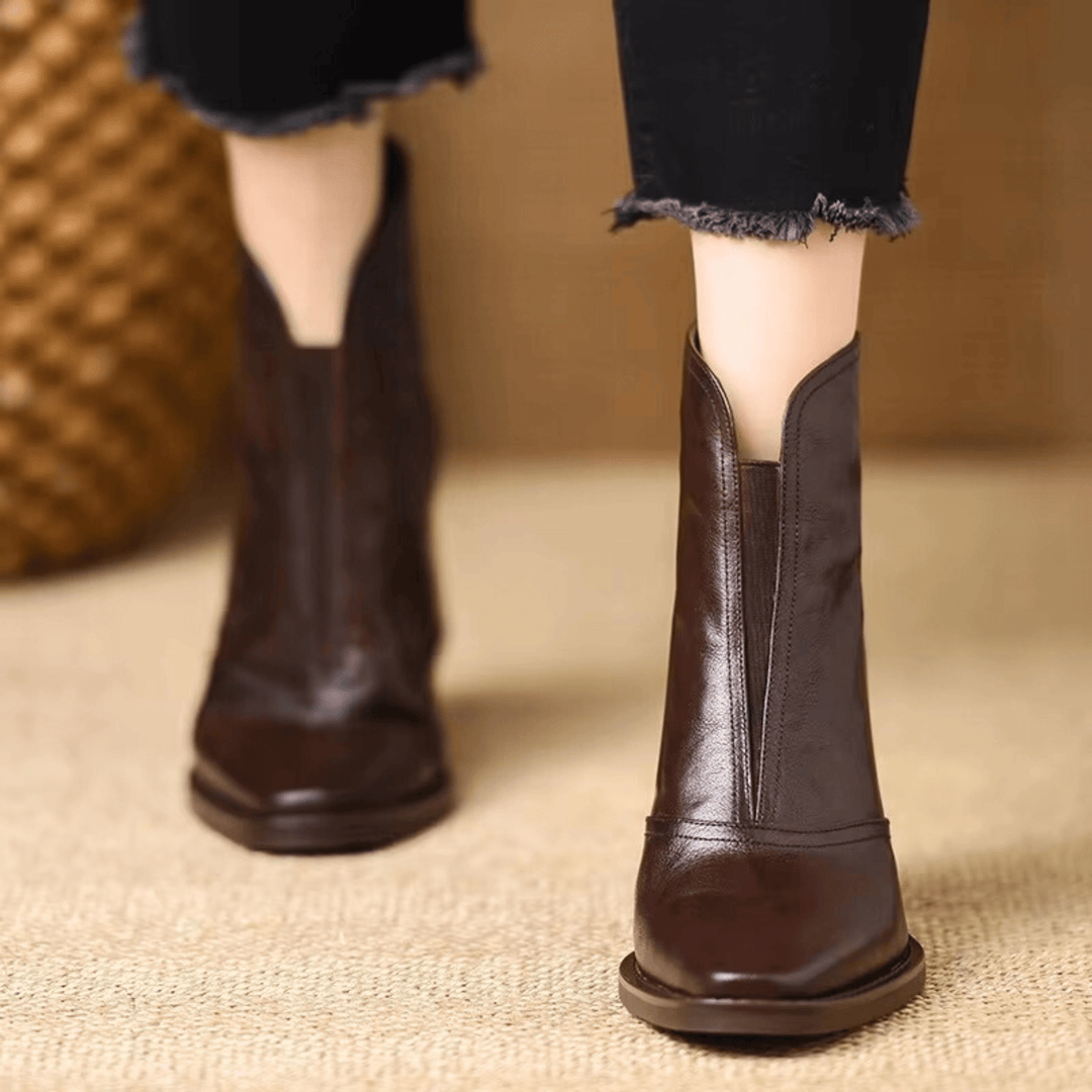 Bottines Femme à Talon Moyen Fermeture Zippée Arrière