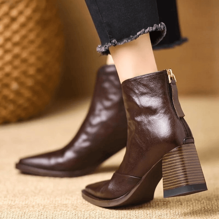 Bottines Femme à Talon Moyen Fermeture Zippée Arrière