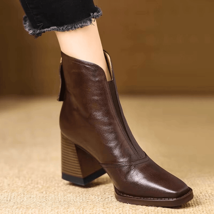 Bottines Femme à Talon Moyen Fermeture Zippée Arrière