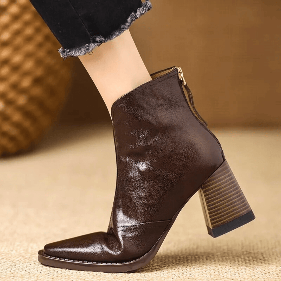 Bottines Femme à Talon Moyen Fermeture Zippée Arrière