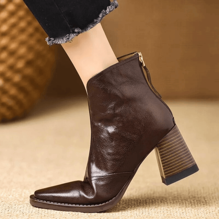 Bottines Femme à Talon Moyen Fermeture Zippée Arrière