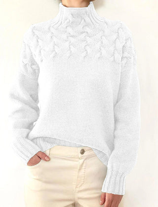 Pull col roulé manches longues femme