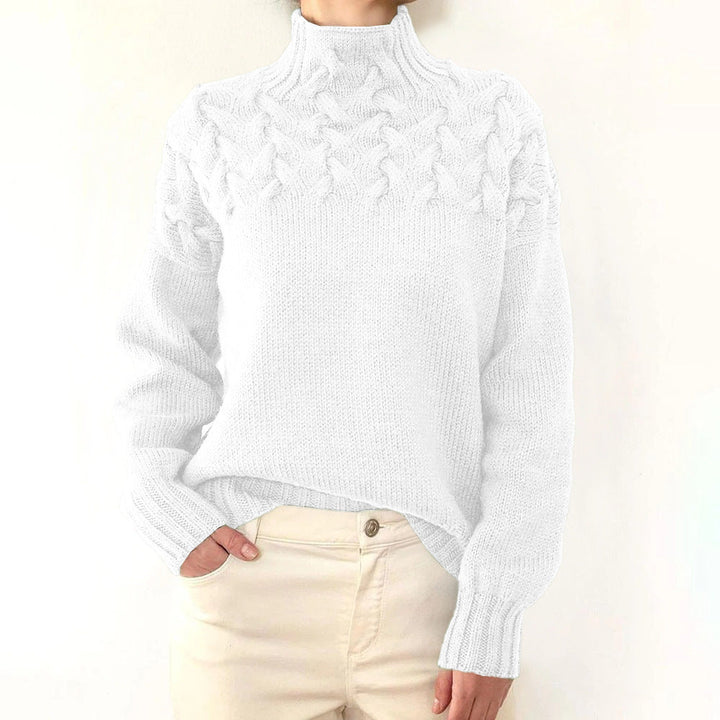 Pull Femme Col Roulé Manches Longues Coupe Décontractée