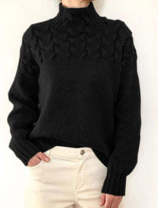Pull col roulé manches longues femme