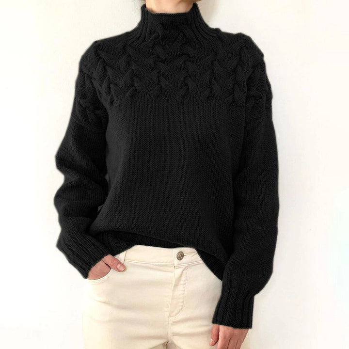 Pull Femme Col Roulé Manches Longues Coupe Décontractée